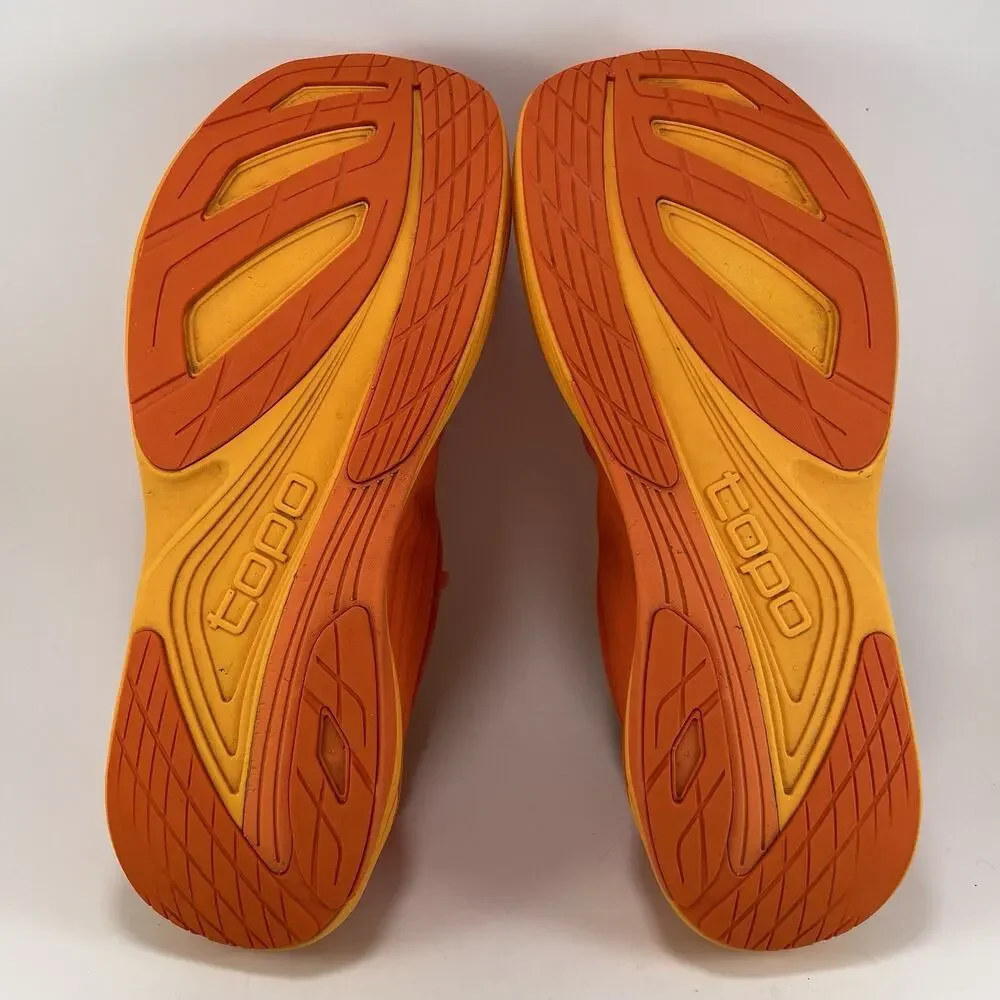 Topo Ultrafly 5 Running Shoes Mens Size 11.5 Orange Mango Knit Athletic Low
